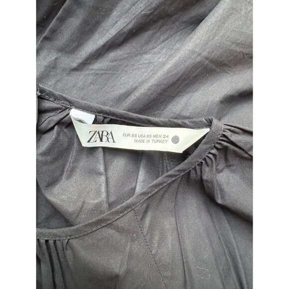 NWOT ZARA BLACK L/S BACK CUT OUT POPLIN DRESS, SIZE: XS - Picture 4 of 9